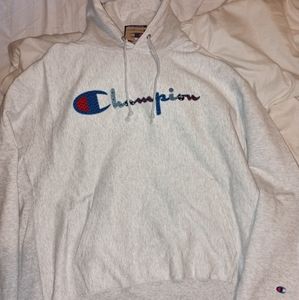Champion hoodie XXL mostly grey with multi colored champion,brand new with tags